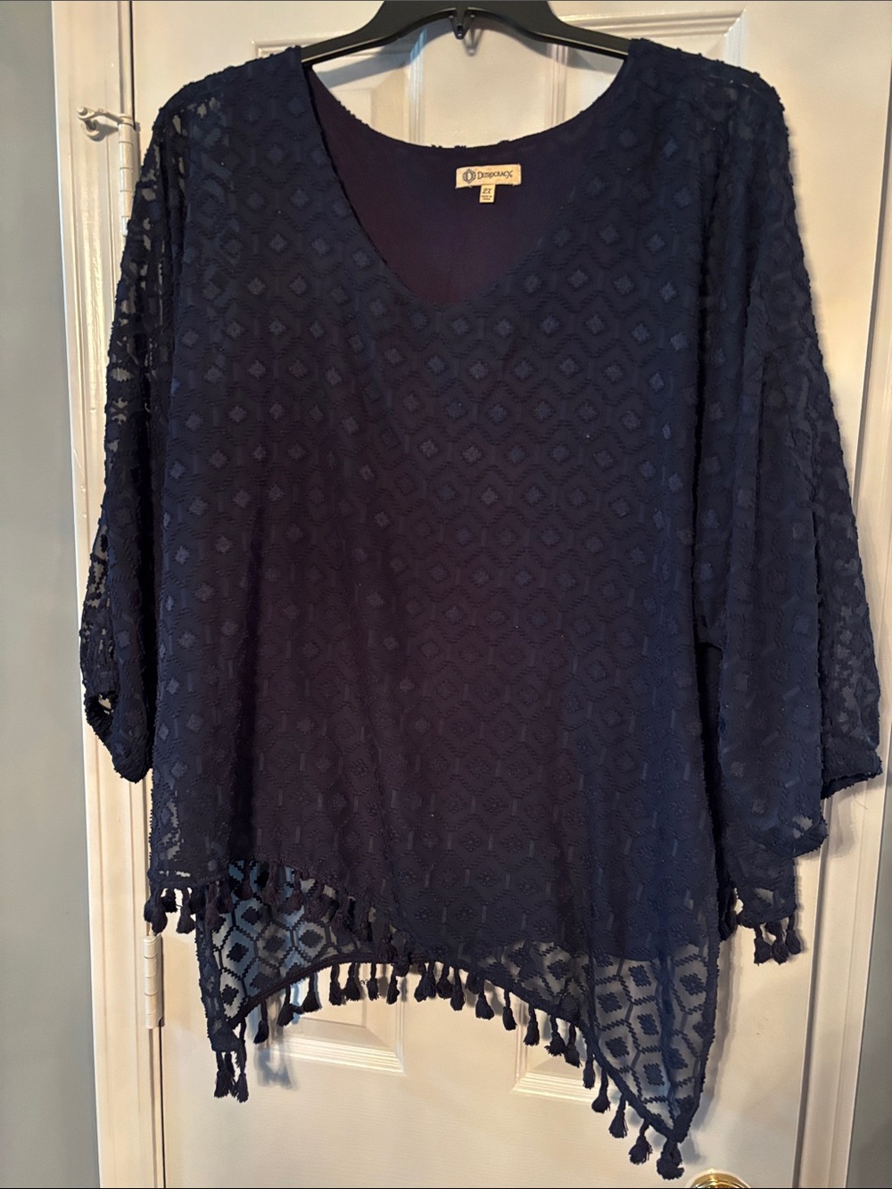 Democracy Geometric Tassel Blue Tunic